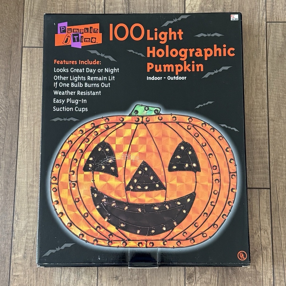 Vintage Holographic Pumpkin Halloween Decoration Kmart Pumpkin Time 100 Lights